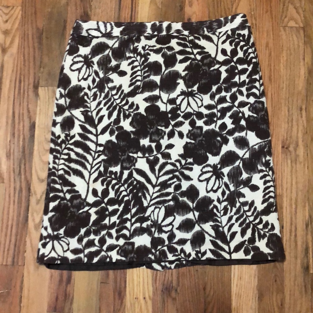 Brown and tan floral print skirt